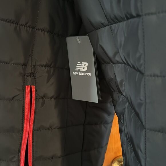 New Balance Puffer Jacket Mens 2X Black Zip Pockets - Picture 4 of 5